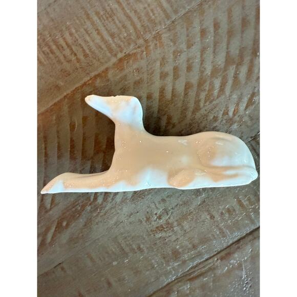 Vintage Porcelain Whippet Greyhound Dog Figurines White Japan MCM 5" Handpainted - Picture 4 of 8